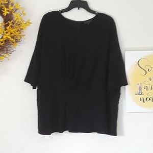 Black Short Sleeve Top with Gathered Waist